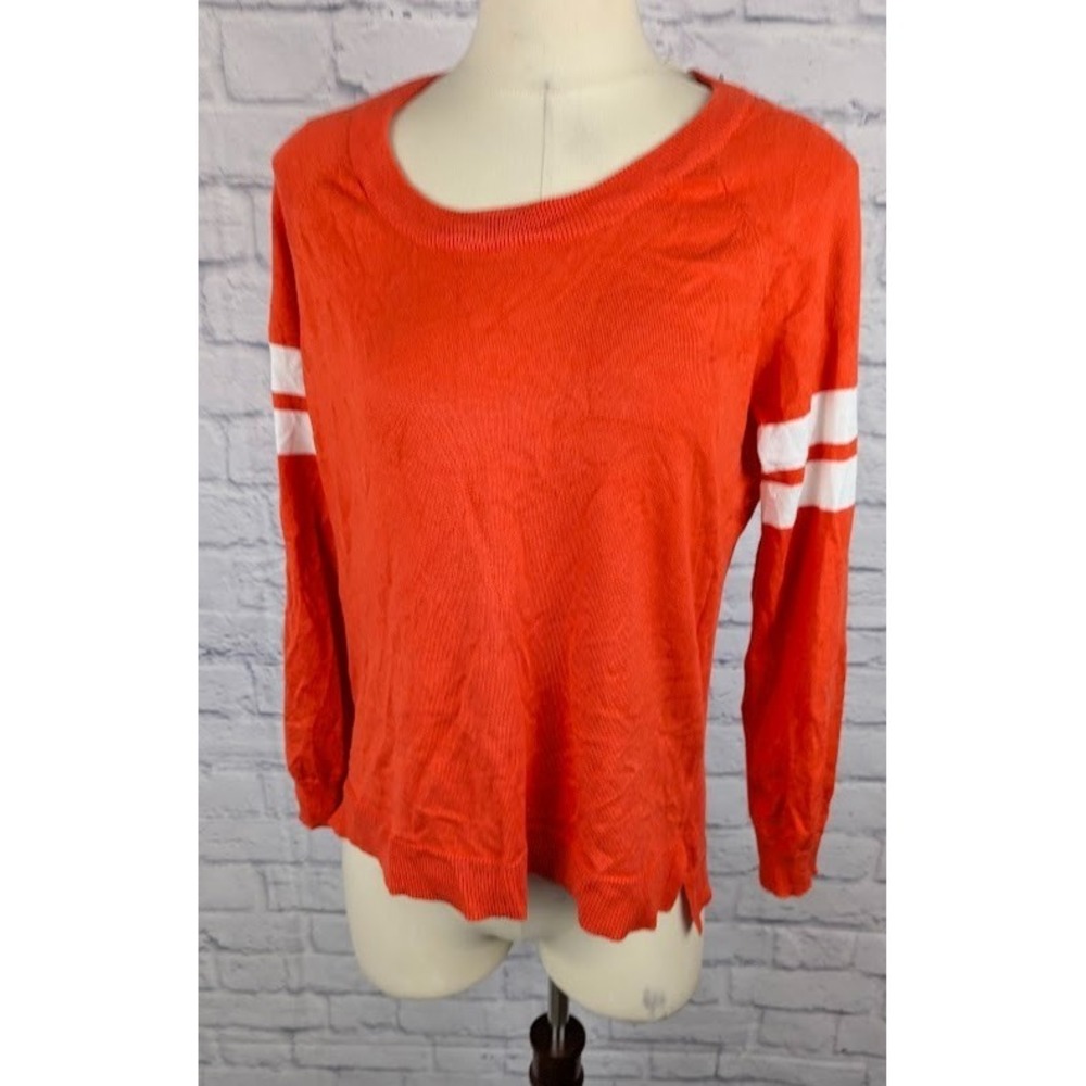 Hippie Rose Juniors' Varsity Sweater Poppy Coral Striped Size XL Long Sleeve